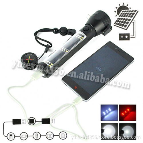 USB Rechargeable Solar Flashlight USB Charge with Output